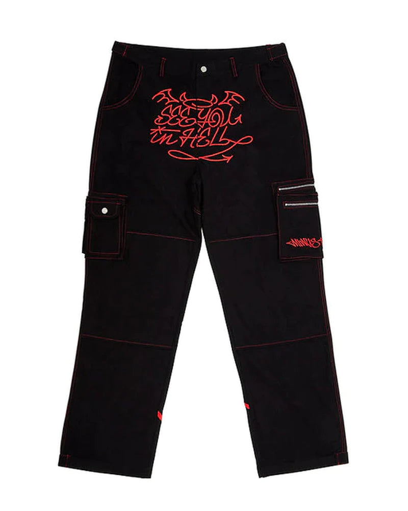 New American Street Trend Y2K Retro Printed Jeans for Men and Women Loose Straight Wide-Leg Pants Ins Casual Hip-Hop Trousers