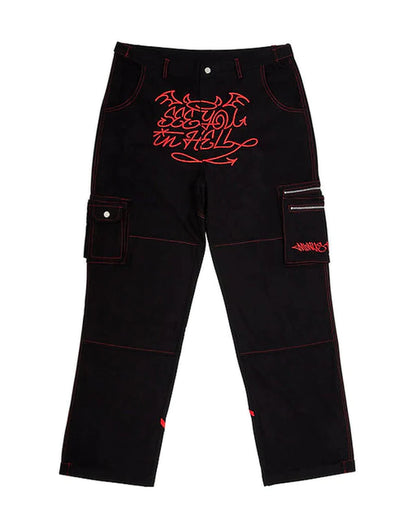 New American Street Trend Y2K Retro Printed Jeans for Men and Women Loose Straight Wide-Leg Pants Ins Casual Hip-Hop Trousers