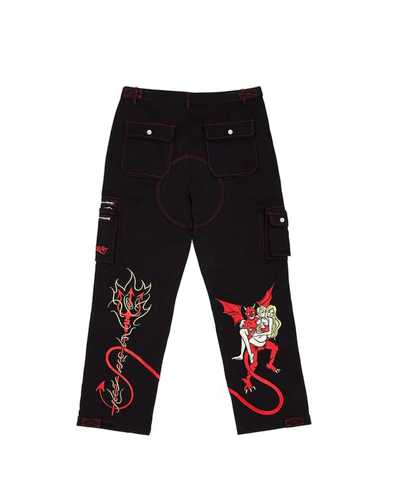 New American Street Trend Y2K Retro Printed Jeans for Men and Women Loose Straight Wide-Leg Pants Ins Casual Hip-Hop Trousers